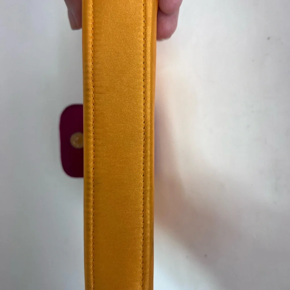 Yves Saint Laurent YSL Logo Nylon Cosmetic Pouch Bag Orange And Pink - Picture 7 of 11